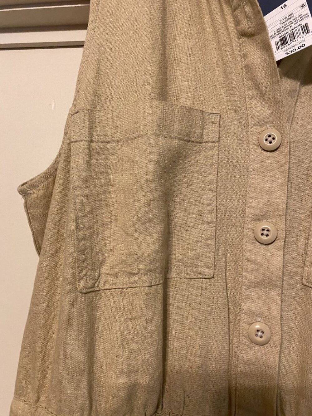 NWT - Universal Thread Goods Co., khaki, sleeveless, jumpsuit, size 16 - Picture 2 of 15